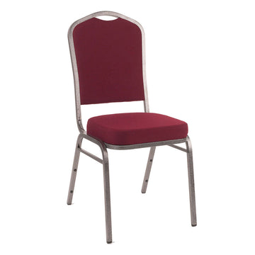 Crown Banqueting Chair - Burgundy Fabric - Silver Black Steel Frame